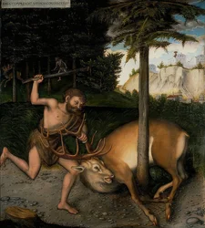 Herkules a Kerynitská laň. Ze série Herkulových činů. Po roce 1537