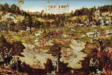Hon na počest císaře Karla V. u hradu Hartenfels, Torgau, 1544 (viz také 498131, 72409 a 498129)