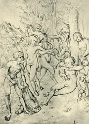 Satyrové a nymfy, 1520-1530, 1943.