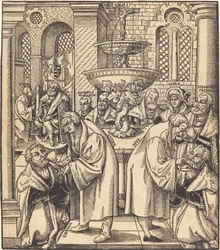 Reformátoři Luther a Hus při přijímání knížat z rodu Saska