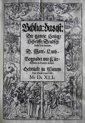 Návrh obálky Biblia od Martina Luthera, 1541.