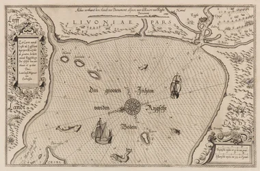 Námořní mapa Rižského zálivu, kartografie.