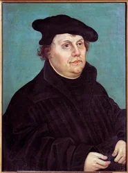 Portrét Martina Luthera (1483-1546) německého náboženského reformátora. Obraz Lucase Cranacha Starý (nebo Starý