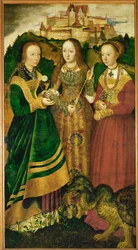 Svatá Barbora, svatá Uršula a svatá Markéta, detail oltáře svaté Kateřiny