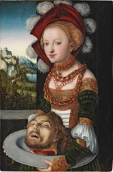 Salome s hlavou svatého Jana Křtitele. Kolem roku 1527-1530. Rozměry: 88,4 x 58,3 cm. Szépművészeti Múzeum, Budapešť