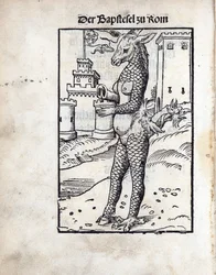 Papežský osel v Římě, Lucas Cranach starší (1472-1553). Dřevoryt