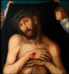 Muž bolesti, Cranach, Lucas, starší (1472-1553). Olej na dřevě, cca 1515. Klassik Stiftung Weimar