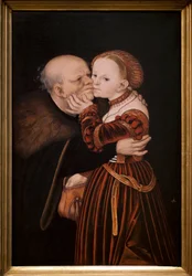 Starý blázen. Kolem roku 1530. Vlámské umění 16. století. Národní galerie, Šternberský palác, Praha (Česká republika).