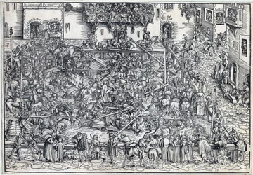 Tournoi - Turnaj - Cranach, Lucas, starší (1472-1553) - 1509 - Dřevoryt - 26,4x38 - Soukromá sbírka
