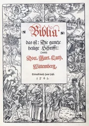 Titulní list s jemným obrázkovým okrajem z „Biblia, das ist: Celé svaté písmo: němčina“, přeložil Martin Luther, 1560-1561