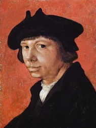 Autoportrét - Peinture de Lucas van Leyden (1489/94-1533) (Lucas de Leyde, Lucas Huighensz ou Lucas Jacobsz)- 1525-1526 - Olej na dřevě - 28,9x21,4 cm - Herzog Anton Ulrich Museum, Braunschweig