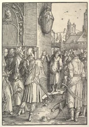 Básník Virgil v košíku, 1512.