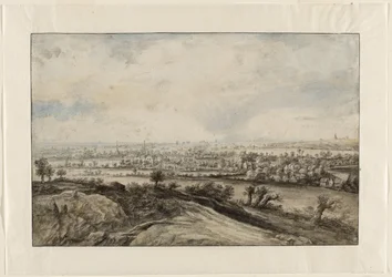 Panoramatická říční krajina s pollardovými vrbami