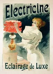 Reprodukce plakátu propagujícího luxusní osvětlení „Electricine“
