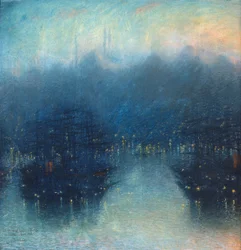 Konstantinopol (Přístavní večer) (pastel na papíře)