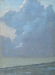 Mraky nad mořem (pastel na papíře)