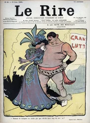 Na svátku Neuilly: péče - elegantně oblečená žena mluví s kreslířským zápasníkem Luciena Marie Francois Metivet (1863-1930) - smích 8. června