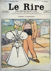Napůl panny (napůl panna) - kresba Lucien Marie Francois Metivet (1863-1930) k smíchu 21. září