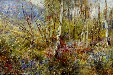 Woodland, Ludovico Cavaleri (1867-1942), olej na desce, 50x75 cm