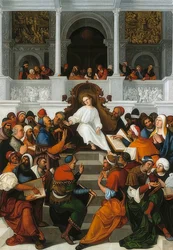 Dvanáctiletý Ježíš vyučující v chrámu. 1524