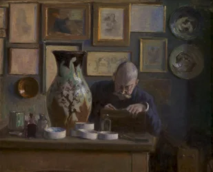 Architekt Thorvald Bindesbøll ve své studii