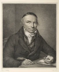 Johann Joachim Bellermann, poprsí u stolu, s pečetním prstenem v ruce
