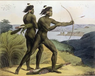 Lov v Sanfranciském zálivu, z rytiny "Voyage Pittoresque Autour du Monde", kterou vyryl Jean Augustin Franquelin (1798-1839) a která byla vydána v roce 1822.