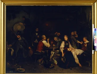 Lendemain de fete (Ráno po oslavě). Obraz Ludwiga Knause (1829-1910)