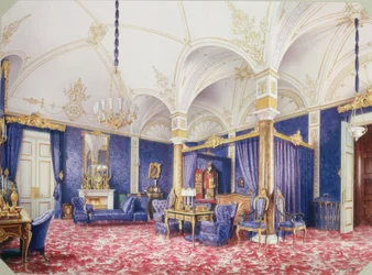 Interiéry Zimního paláce. Ložnice císařovny Marie Alexandrovny, 1859