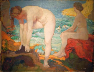 L. v. Hofmann, koupající se u moře.