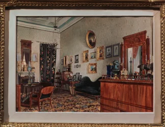 Studovna Michaila Obreskova. Dílo Luigiho Premazziho (1814-1891), akvarel na papíře