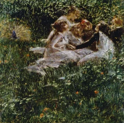 Alegorie jara, Luigi Conconi (1852-1917), olej na plátně, 77x77 cm