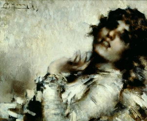 Portrét ženy, Luigi Conconi (1852-1917), olej na plátně, 50x60 cm