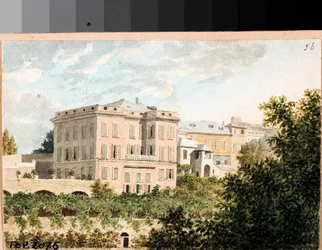 Pohled na vilu Cambasio, Janov (akvarel, cca 1820)