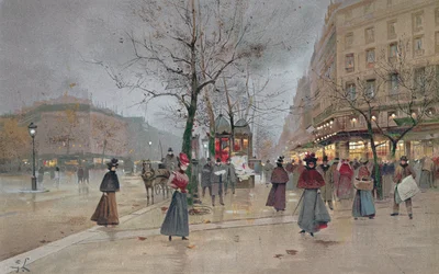 Večer v operní čtvrti Grands Boulevards, začátek 20. století]