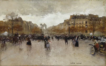 Kruhový objezd Champs Elysees, Paříž,