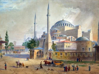 Hagia Sophia v Konstantinopoli par Mayer, Luigi (1755-1803). Akvarel na papíře, rozměr: 26,5x36