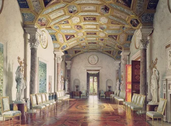 Velká achátová síň v Kateřinském paláci v Carskoje Selo, 1859 (wc a bílá barva na papíře)