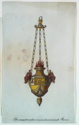 Kresba, oltářní lampa, 1800-1825