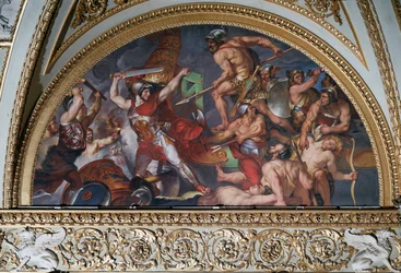 Homerova Ilias: “”Hectorův bojovník Ajax”” (Homérova Ilias: boj mezi Hektorem a Ajaxem) Obraz Luigi Sabatelli (1772-1850) 1819-1821 Florencie, palazzo Pitti Itálie