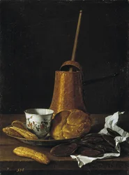 Zátiší s čokoládou a pečivem, 1770
