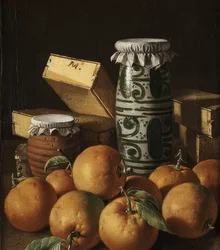 Zátiší s pomeranči a sladkosti. Kolem 1764-65