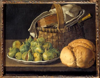 Zátiší s fíky Malba Luise Melendeze (1716-1780) Slunce 18. století. 0,37x0,49 m