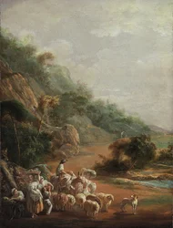 ""Scéna s vesničany"" (Scéna s vesničany) Malba Luise Pareta y Alcazara (1746-1799) - 1786 - Olej na plátně - Velikost 48x37,2 cm Museo de Bellas Artes de Bilbao