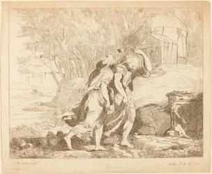 Dvě prchající figury (Atlanta a Hippomenes?)