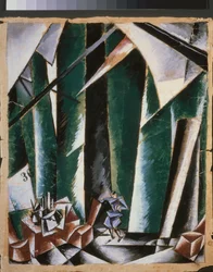 Přípravná výzdoba pro hru ""kancléř a zámečník"". Dílo Lyubov (Lioubov) Sergejevna Popova (1889-1924), kvaš a inkoust na papíře
