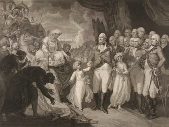 Marquis Cornwallis přijímá rukojmí prince, syny Tippoo Sultana