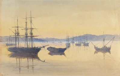 Západ slunce, Konstantinopol (čb na papíře)