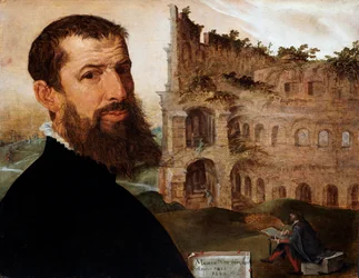 Autoportrét malíře s Koloseem v pozadí, 1553