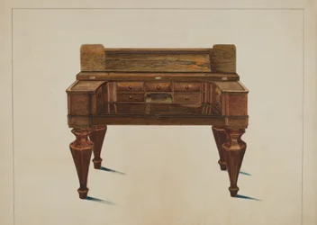 Melodeon přeměněn na stůl, c. 1937.